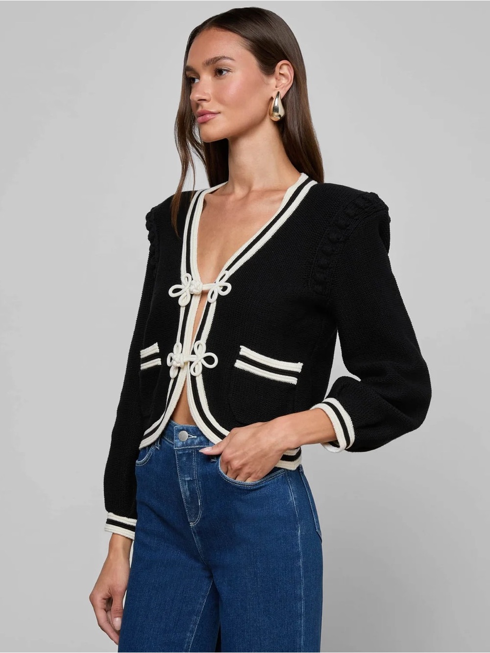 l’agence Kaito Contrast Cropped Cardigan